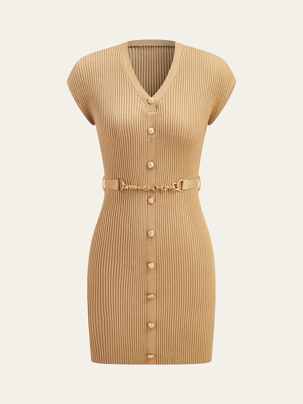 Strickkleid mit Knöpfen und passendem Gürtel