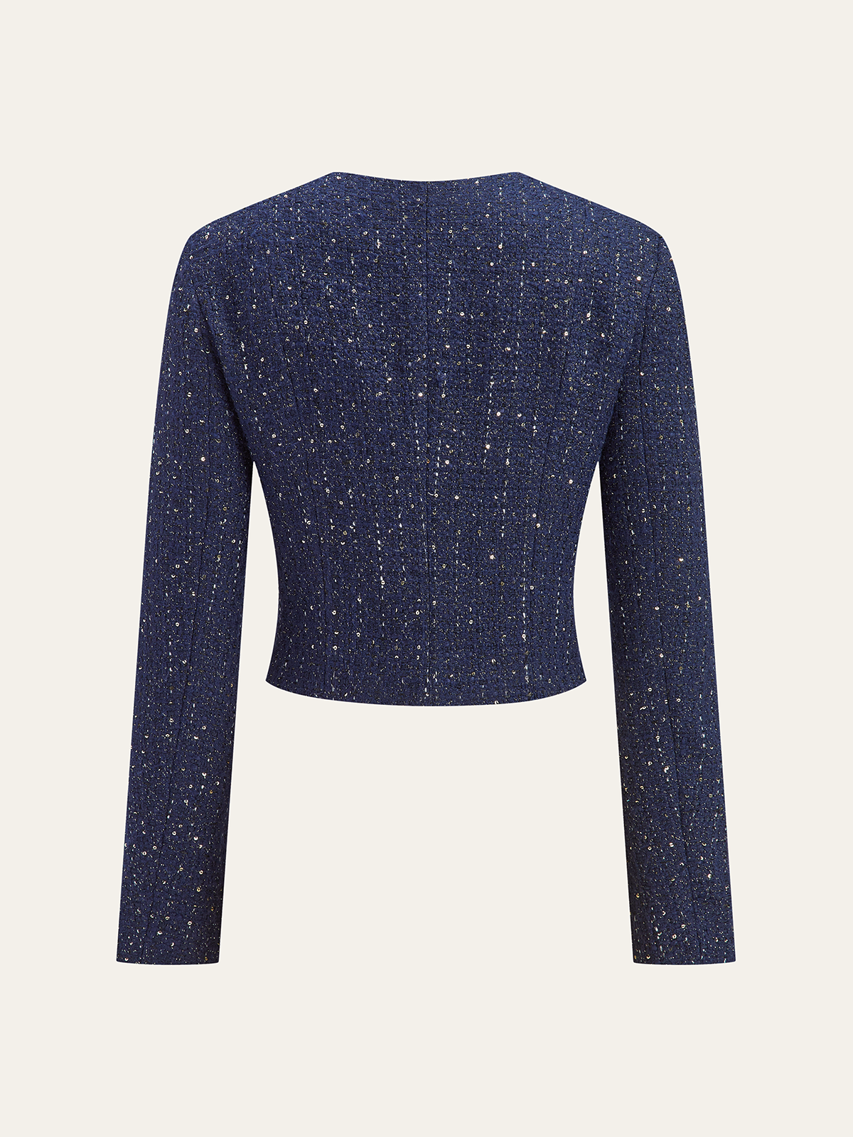 Metal Button Sequin Tweed Blazer