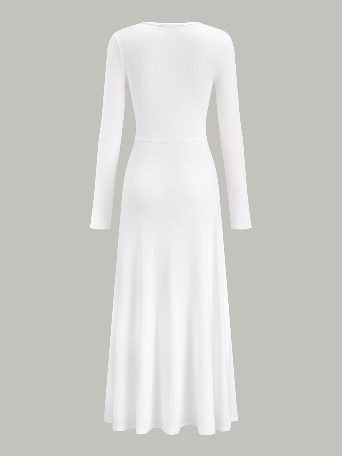 Maxikleid mit V-Ausschnitt, Raffungen und langen Ärmeln