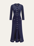 Maxikleid aus transparentem Strick mit Knopfleiste