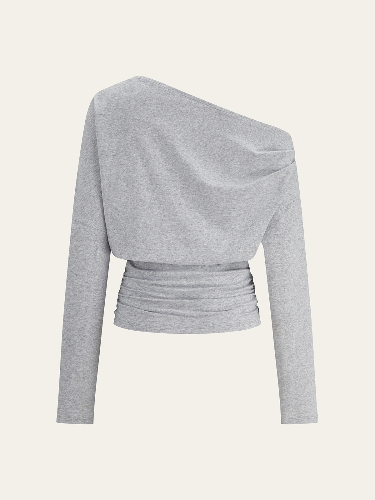 One-Shoulder Draped Ruched Sweatshirt