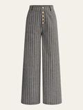 Nadelstreifen-Hose mit hohem Bund aus Leinen und Baumwolle