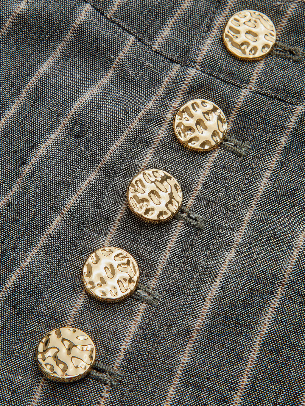 Nadelstreifen-Hose mit hohem Bund aus Leinen und Baumwolle