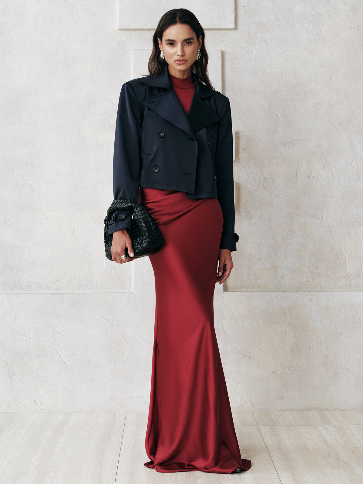 Belted Double-Breasted Cropped Trench Coat