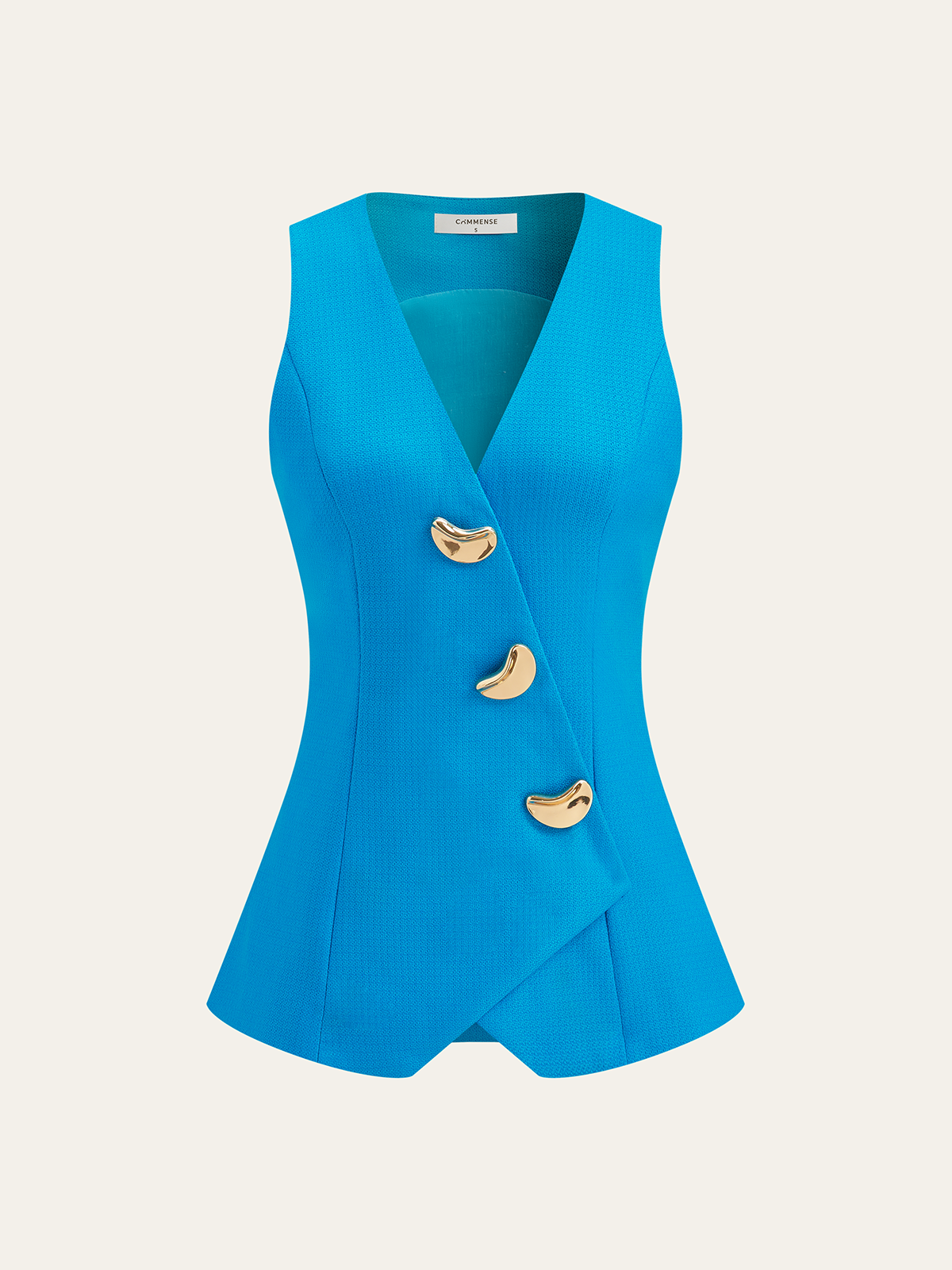 Sleeveless V-Neck Waistcoat With Metallic Buttons