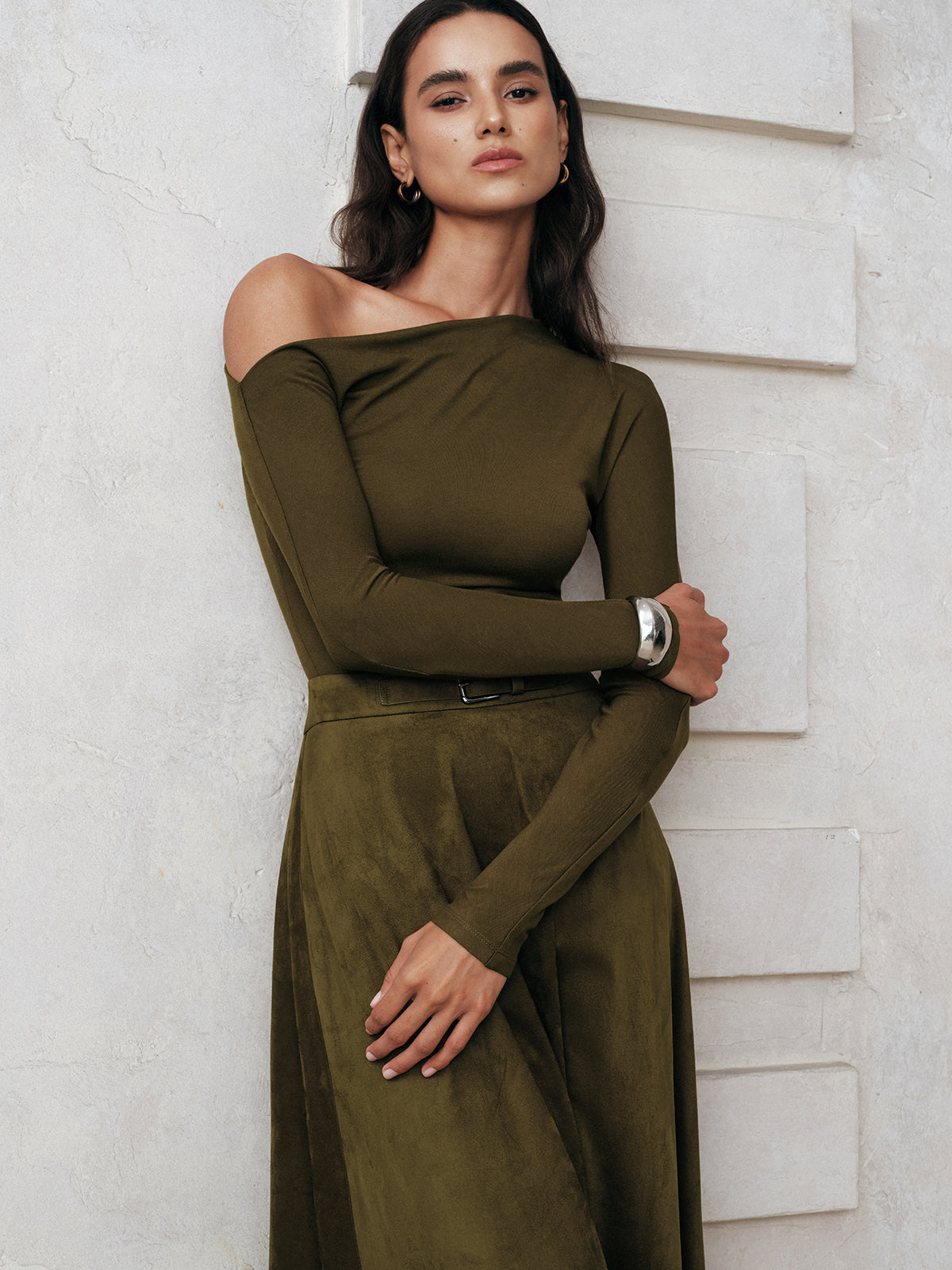 One-Shoulder Long Sleeve Blouse