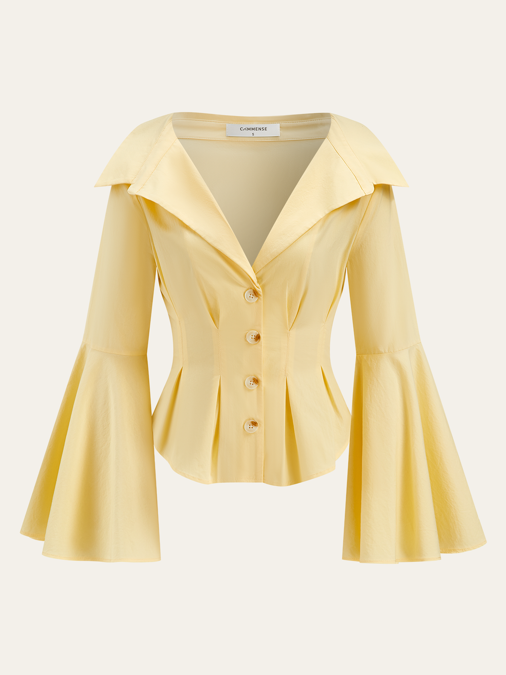 Hemdbluse mit Reverskragen, Glockenärmeln und Schößchen