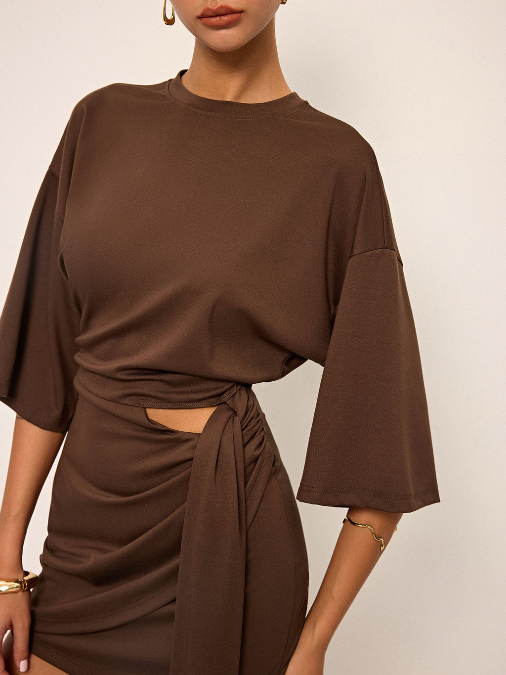 Half-Sleeve Cut-Out Mini Dress