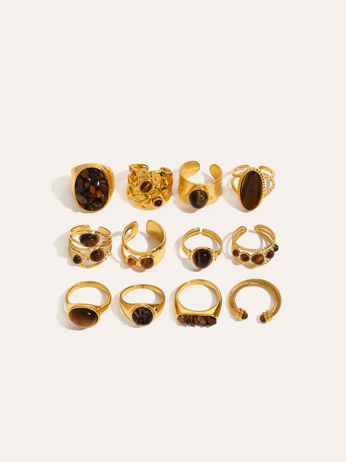 Tiger Eye Stone Titanium Steel Ring