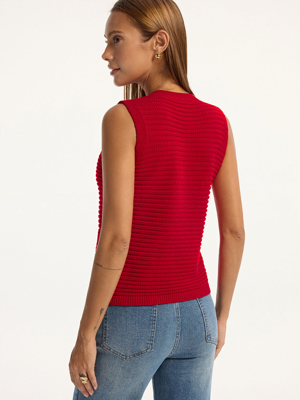 Westenpullover mit Metallknopf und Taschen