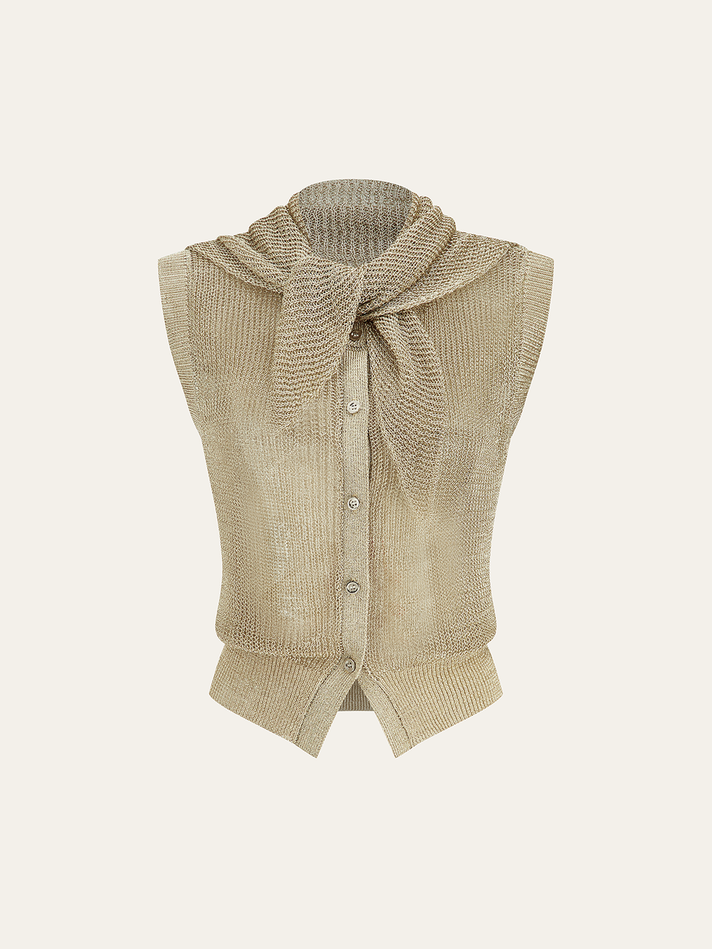 Gilet sans manches tricoté avec écharpe