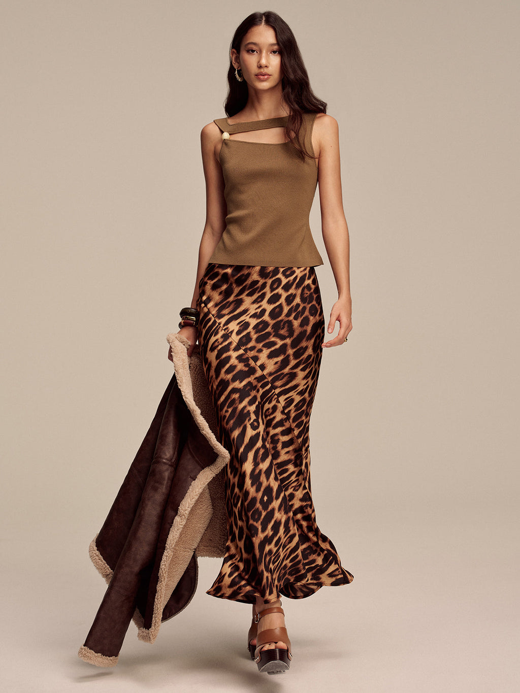 Asymmetric Cut-Out Bead Sweater Vest