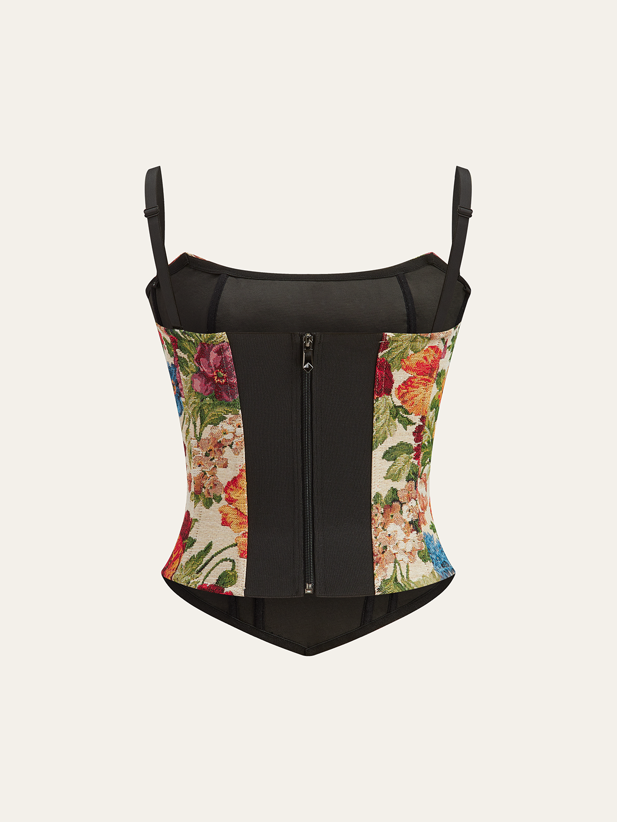 Floral-Embroidered Cami Corset Top