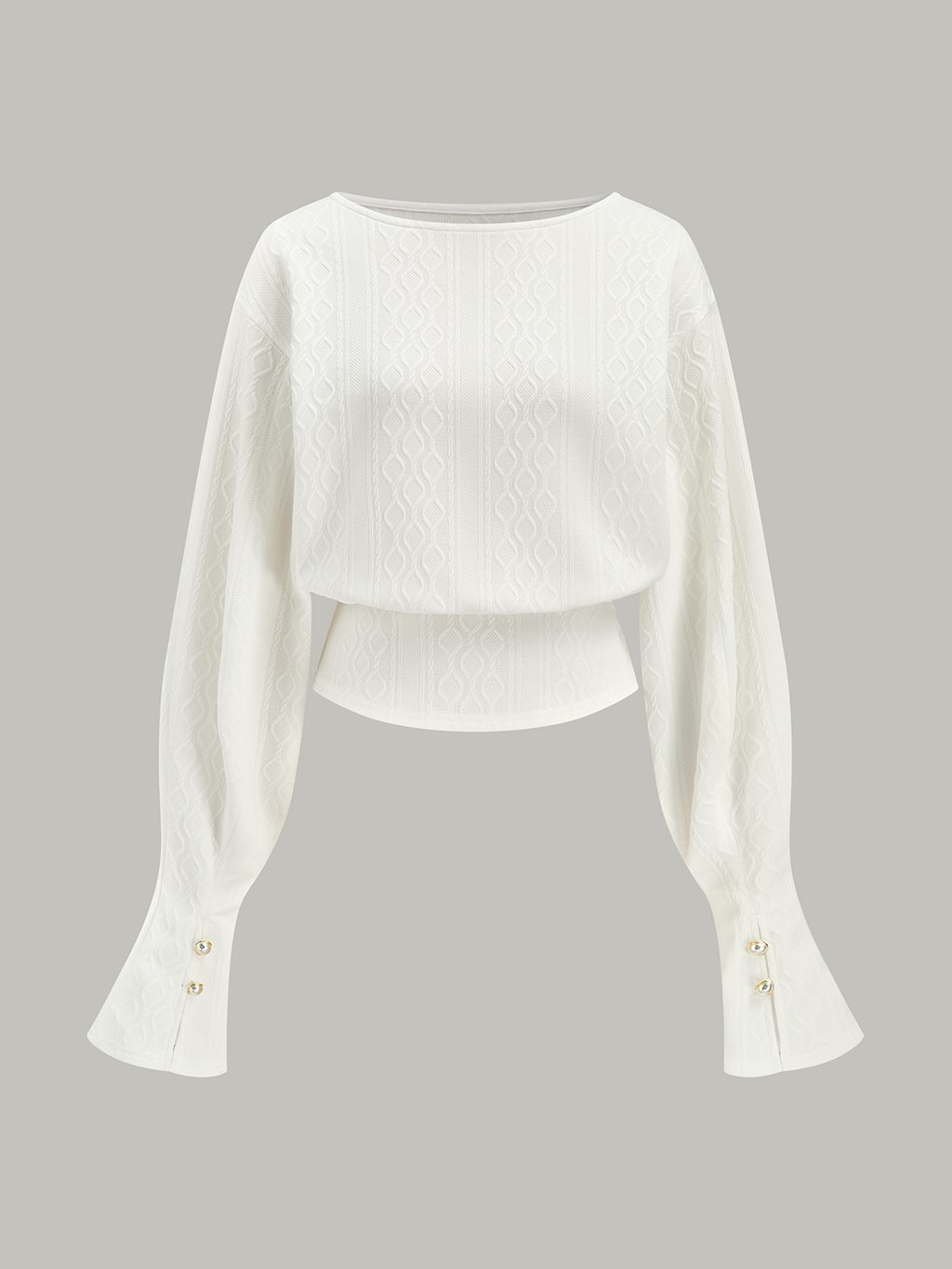 Strukturierter Jacquard-Sweater mit Keulenärmeln