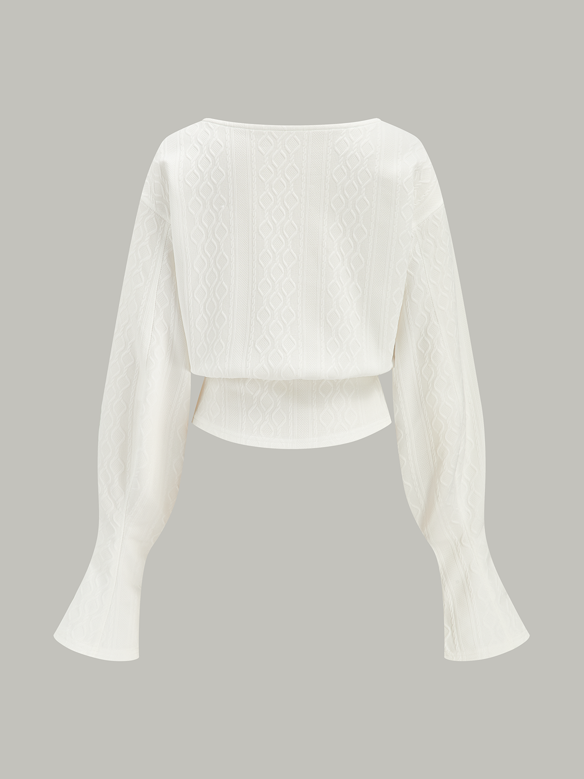 Textured Jacquard Mutton Sleeve Sweatshirt