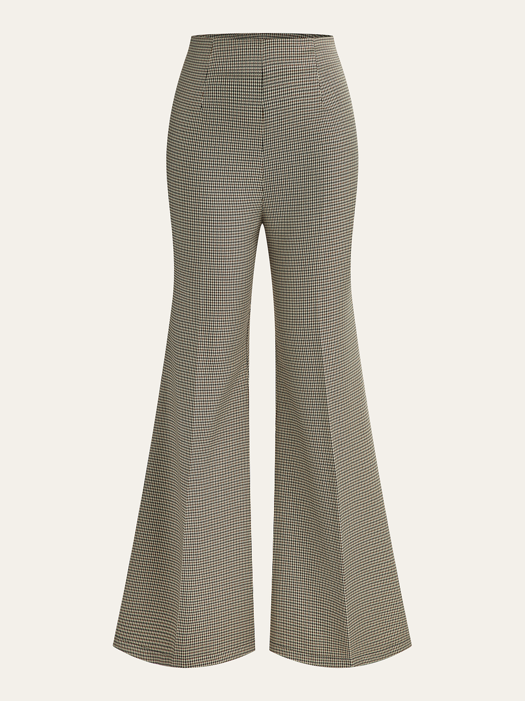 Pantalon flare taille haute pied-de-poule