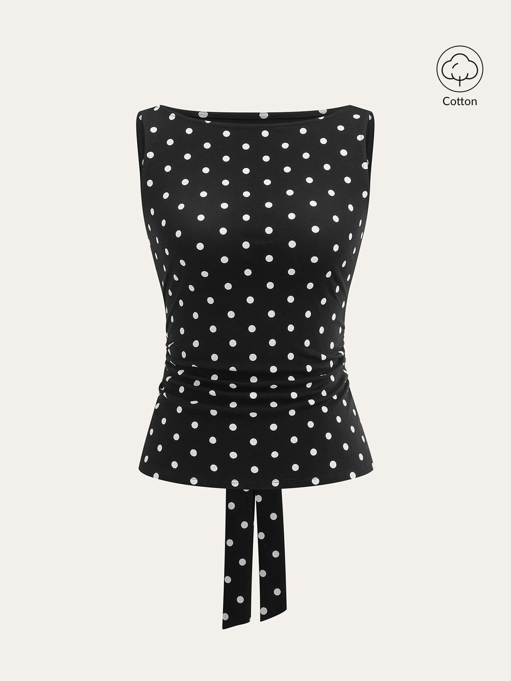 Polka Dot Cotton Blend Sleeveless Top