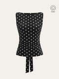 Polka Dot Cotton Blend Sleeveless Top