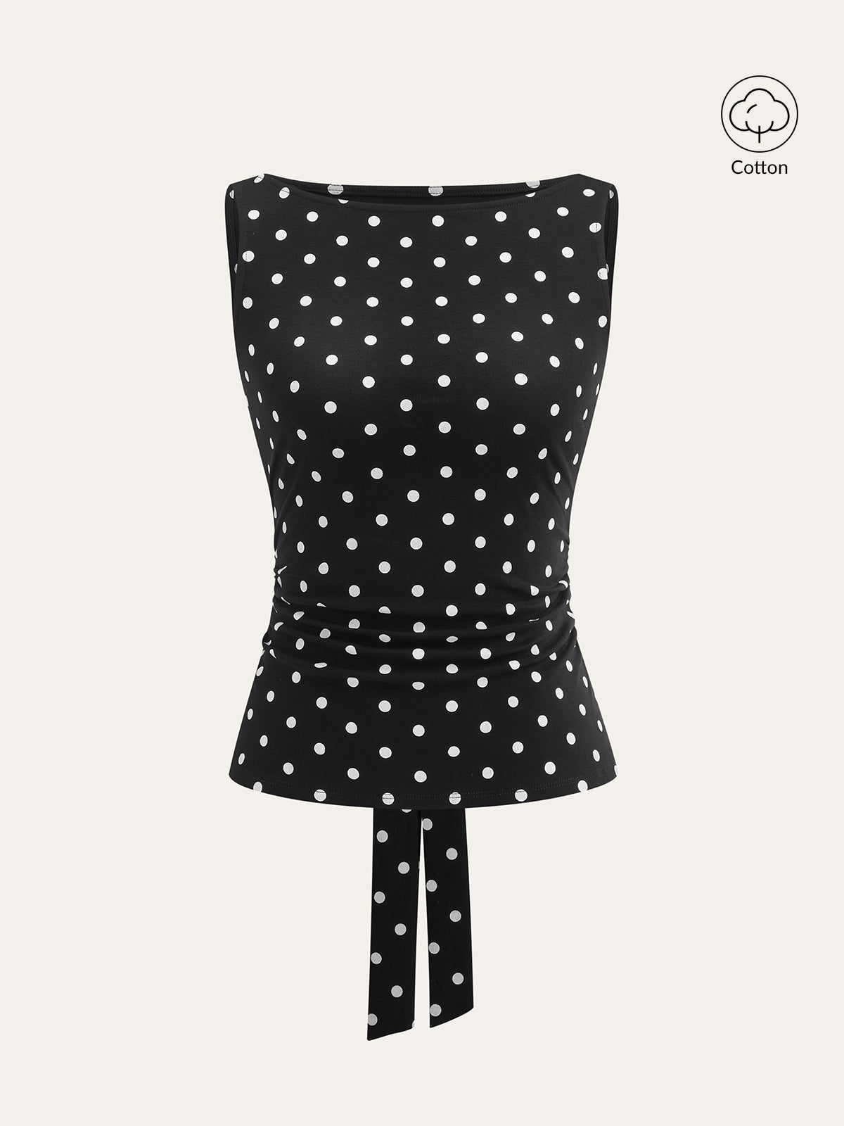 Polka Dot Cotton Blend Sleeveless Top