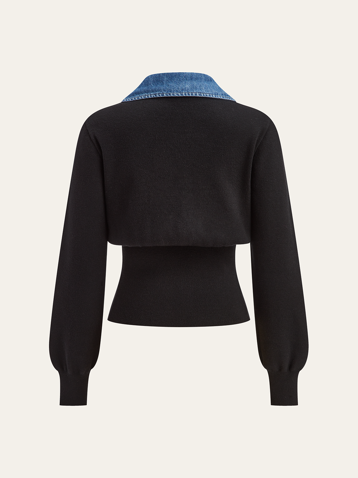 Denim Trim Metal Button Cardigan