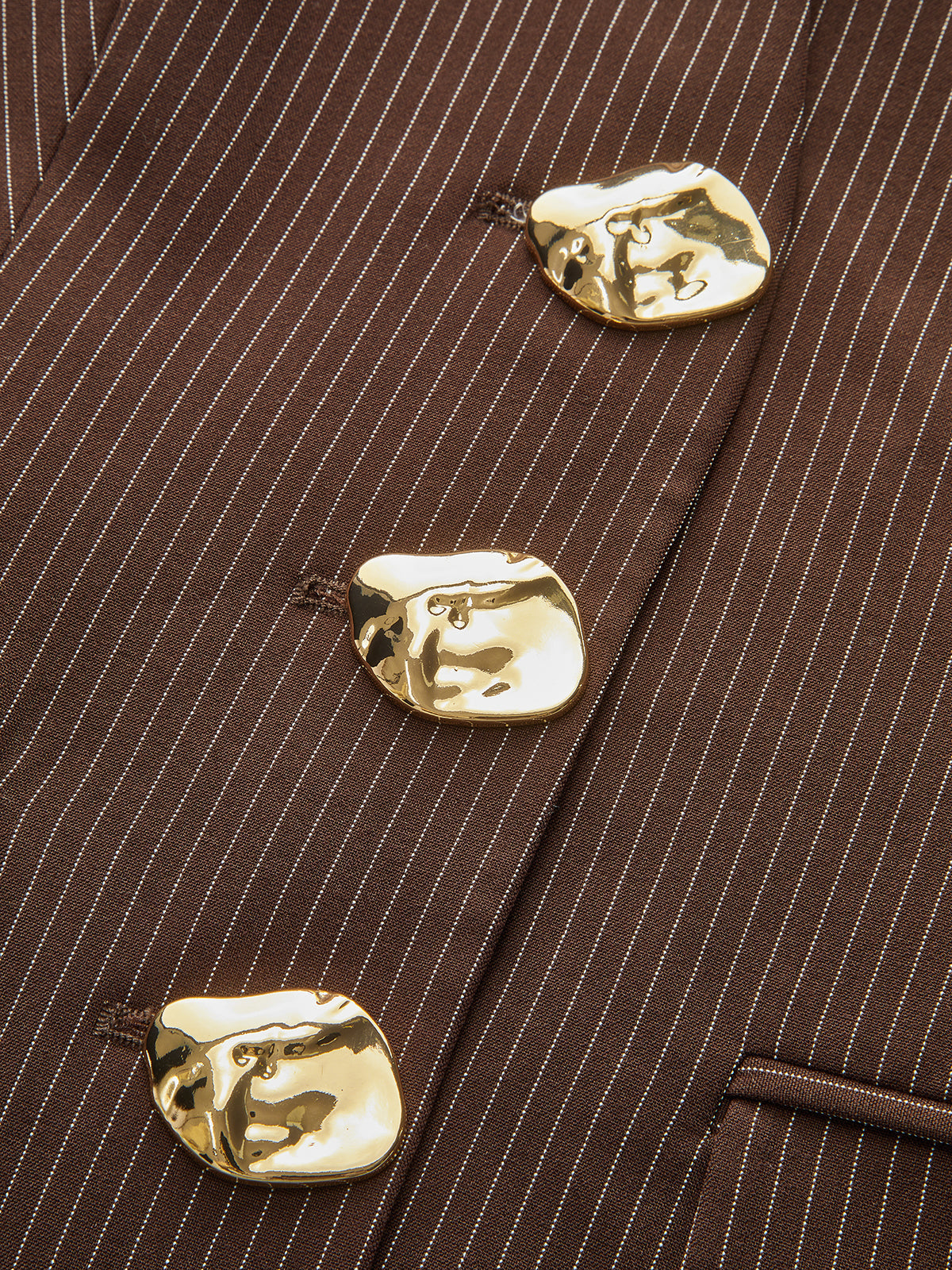 V-Neck Striped Metal Button Tank Top