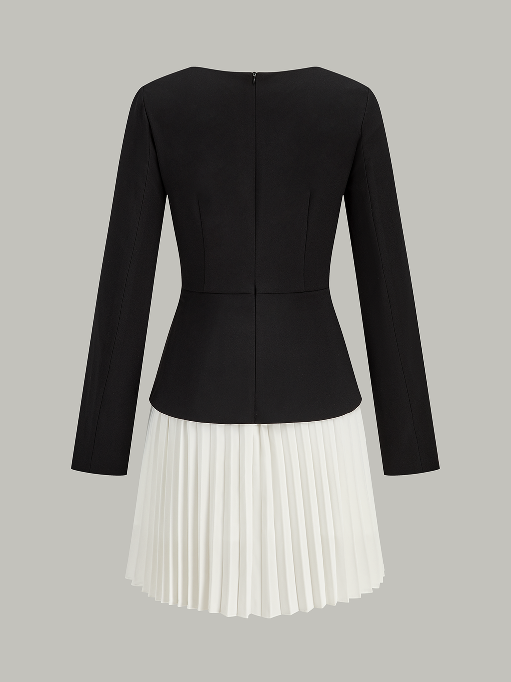 Langärmeliges Color-Block-Plisseekleid