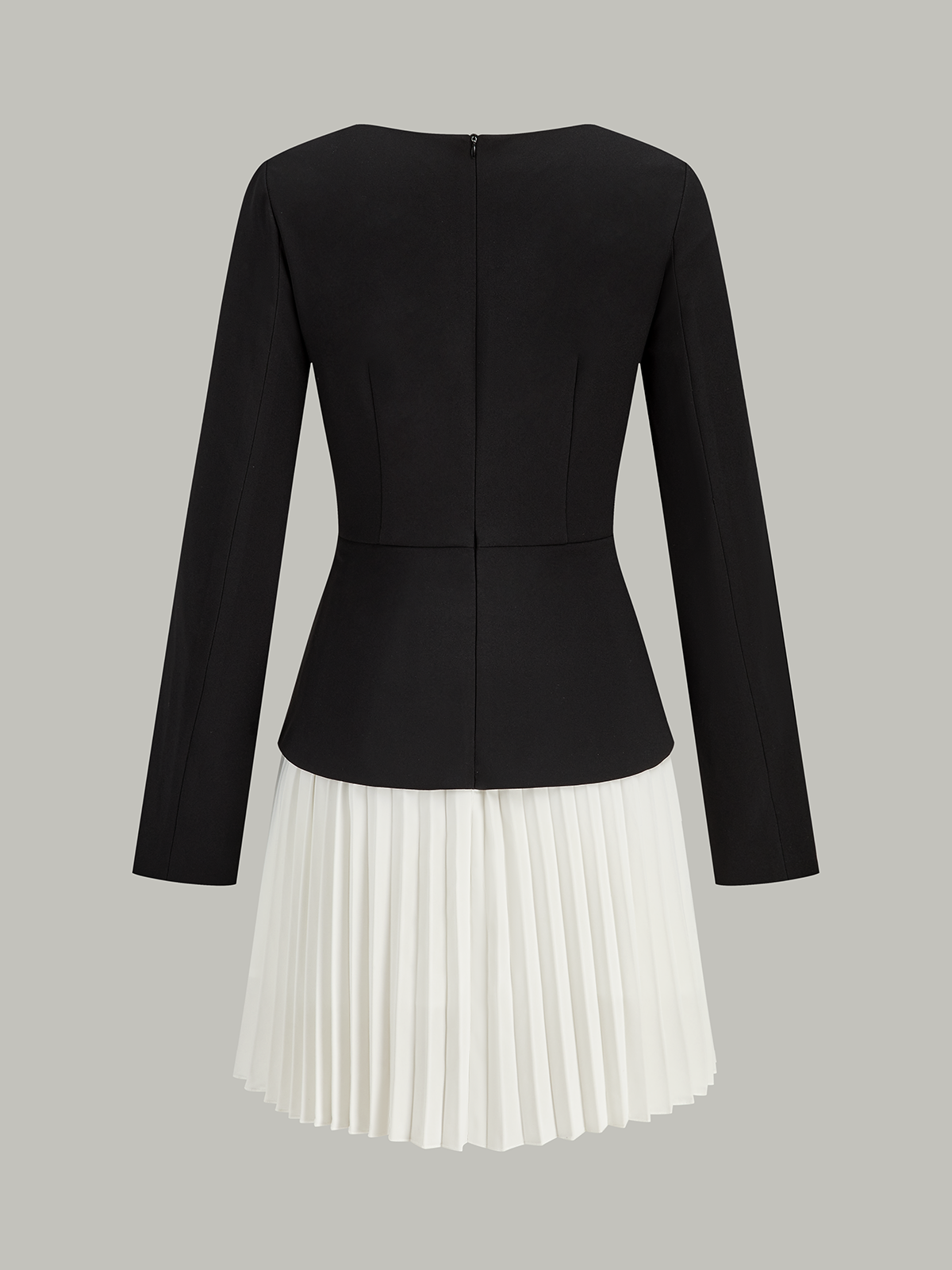 Langärmeliges Color-Block-Plisseekleid