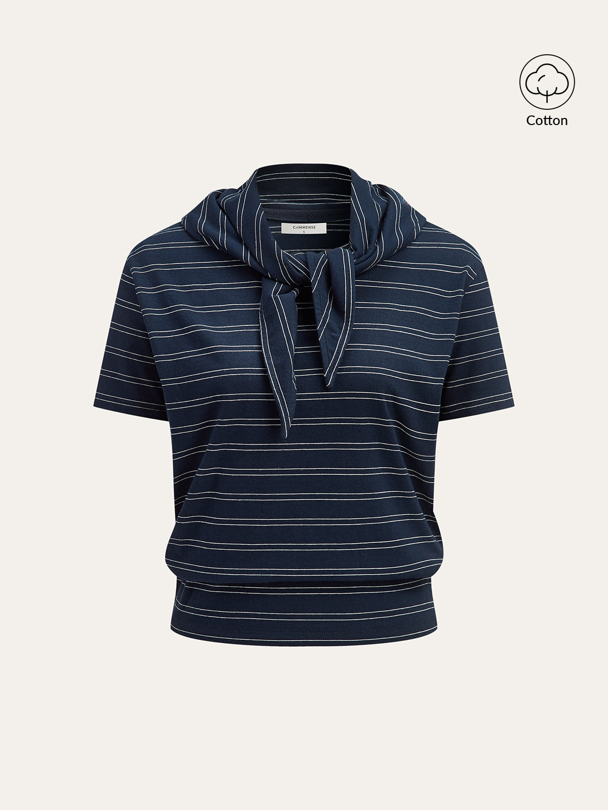 T-shirt rayé à col écharpe amovible 