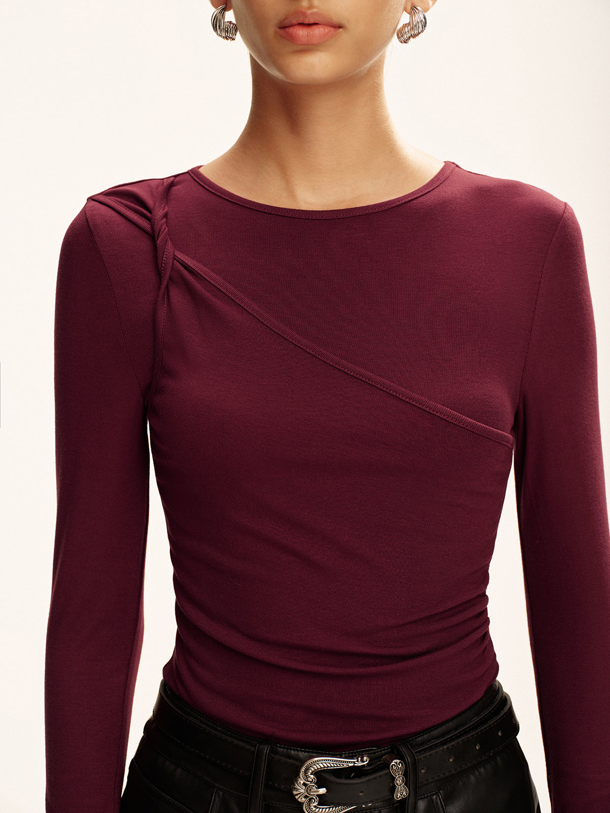 Asymmetric Twist Long-Sleeve Top