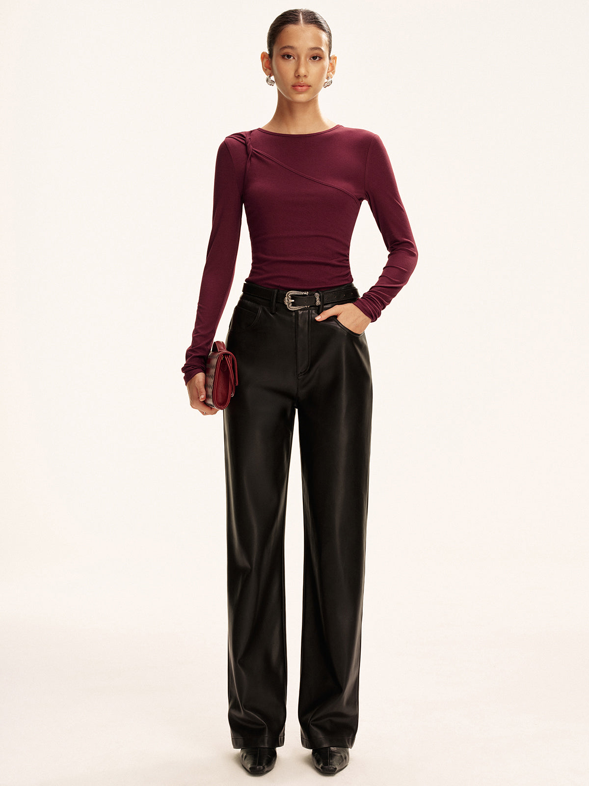 Asymmetric Twist Long-Sleeve Top