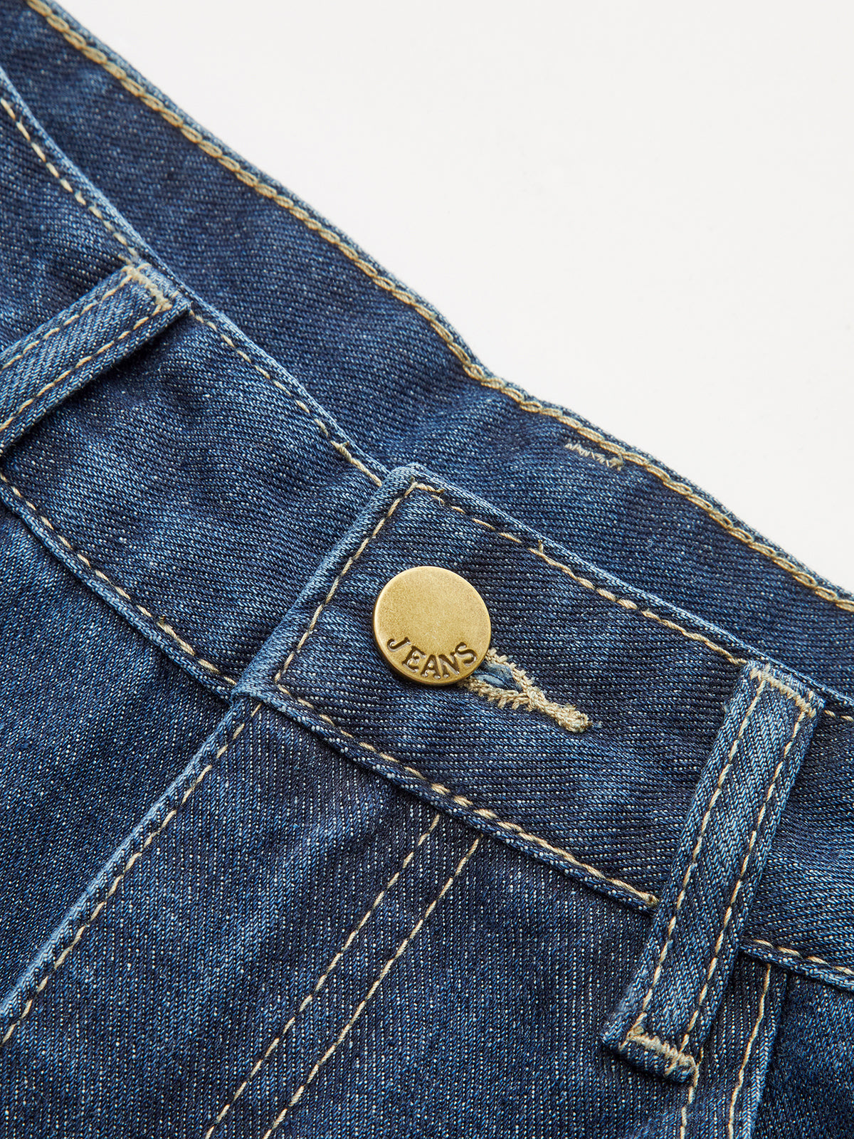 Pantalon en denim à taille mi-haute et jambes larges 