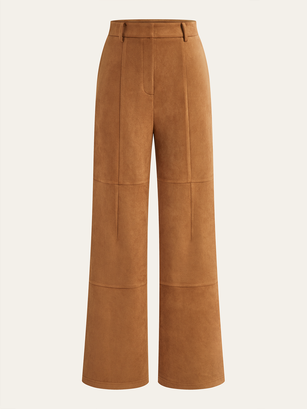Hose mit Wildleder-Effekt, mittelhohem Bund und Bahnen-Design