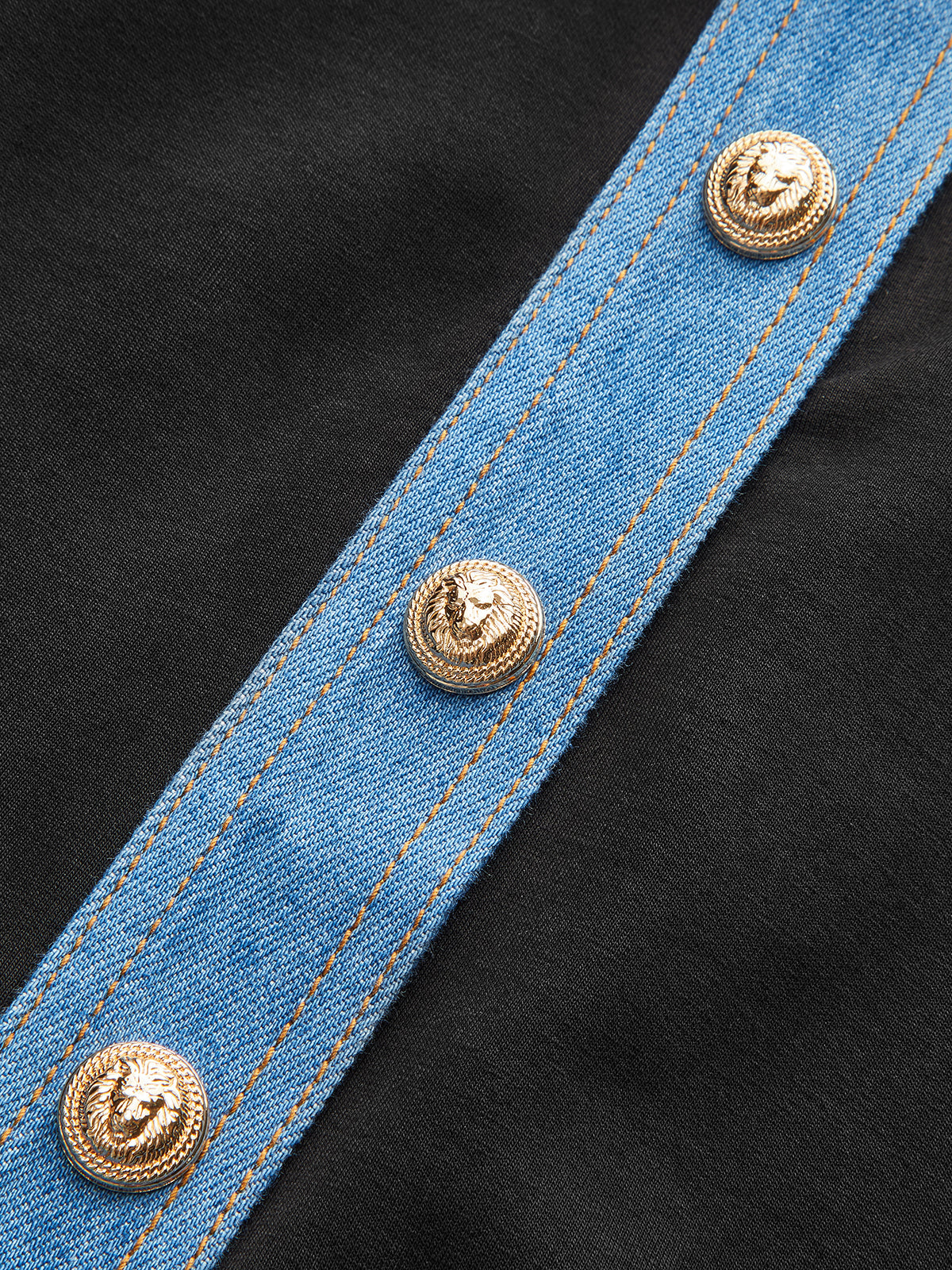 Denim Trim Buttoned Sweater
