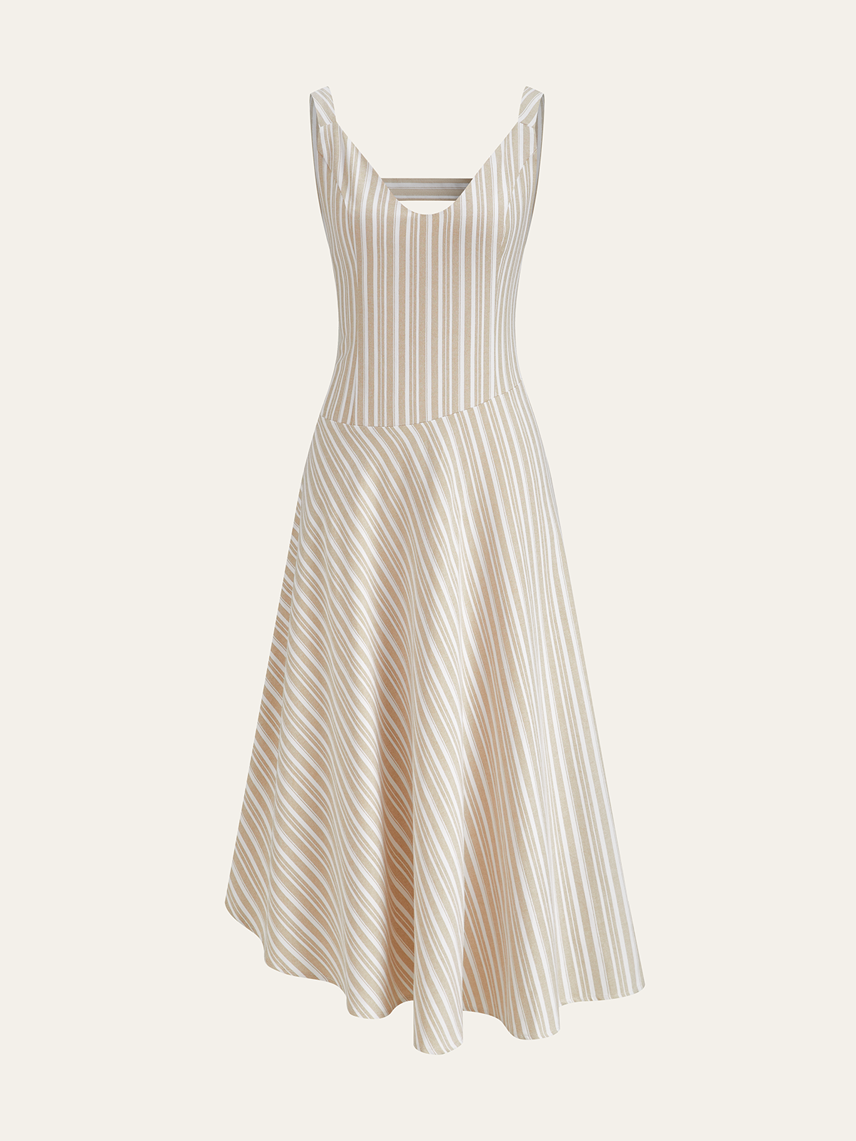 Gestreiftes Midikleid mit asymmetrischem Saum