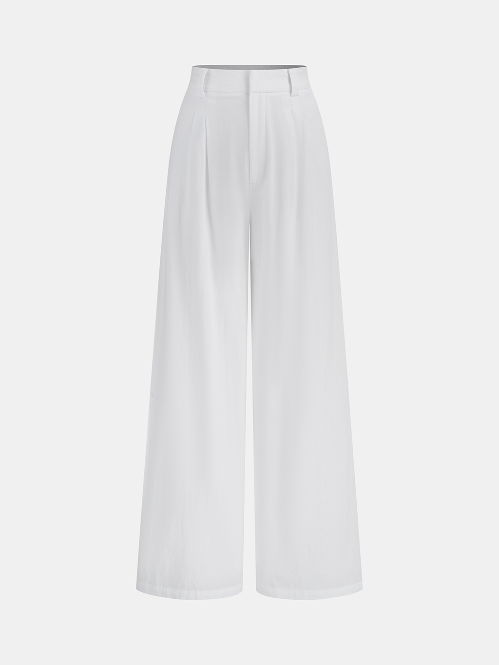 Baumwollhose mit weitem Bein, mittlerer Taille und Taschen