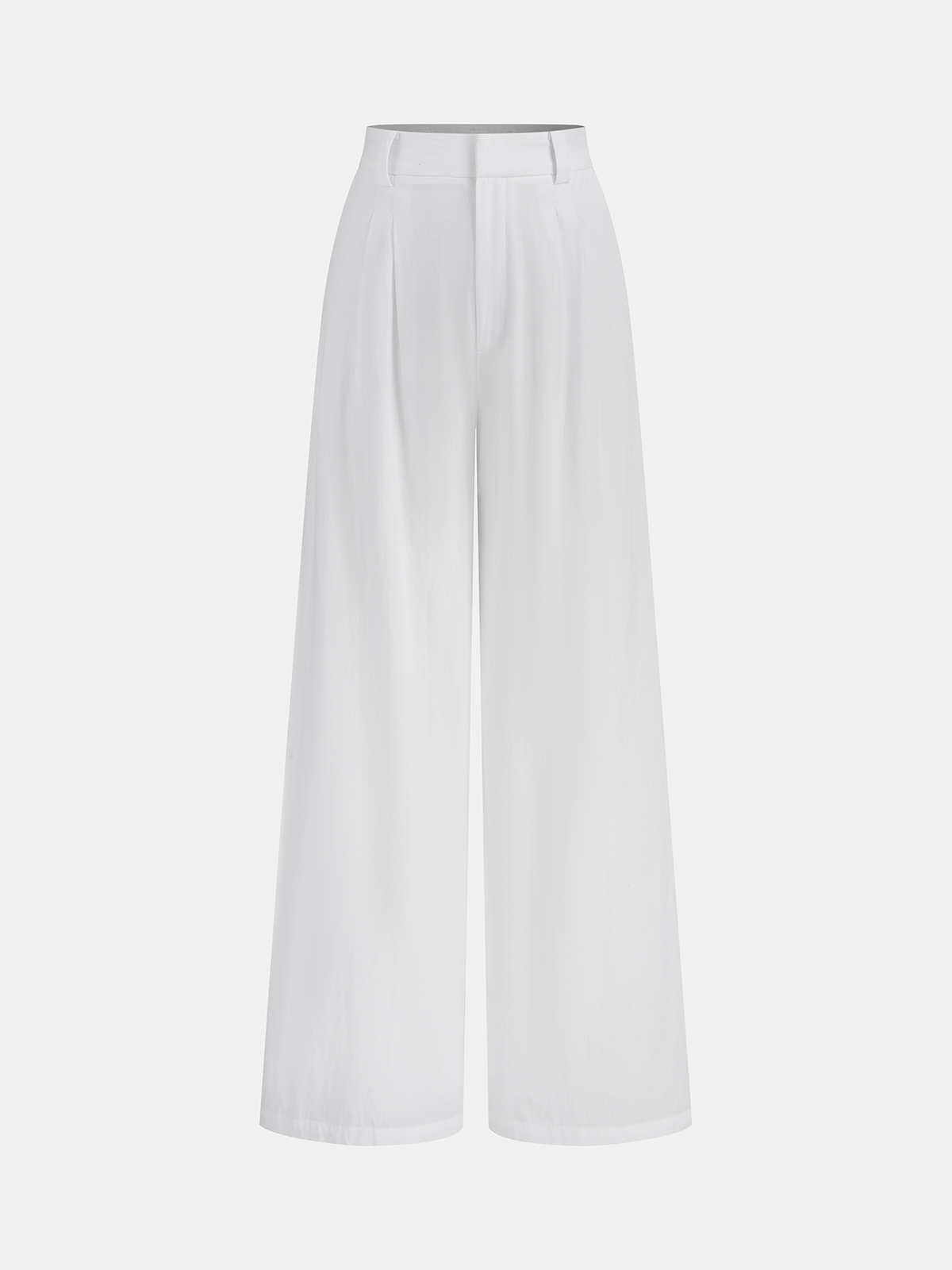 Baumwollhose mit weitem Bein, mittlerer Taille und Taschen