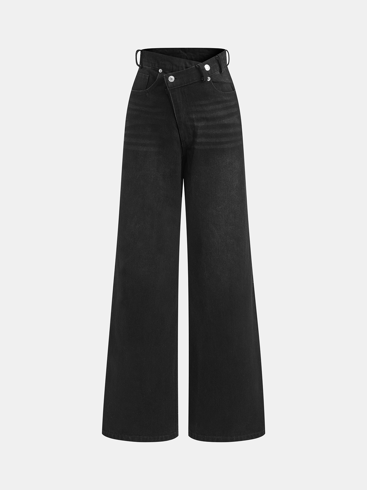 Asymmetric Mid-Waist Denim Pants