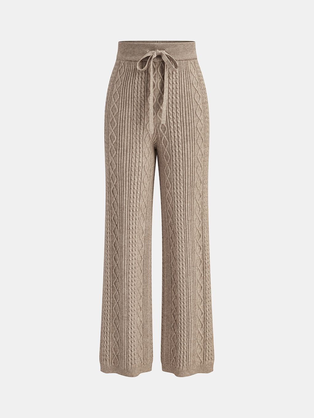 Mid-Waist-Kabelstrickhose mit Kordelzug