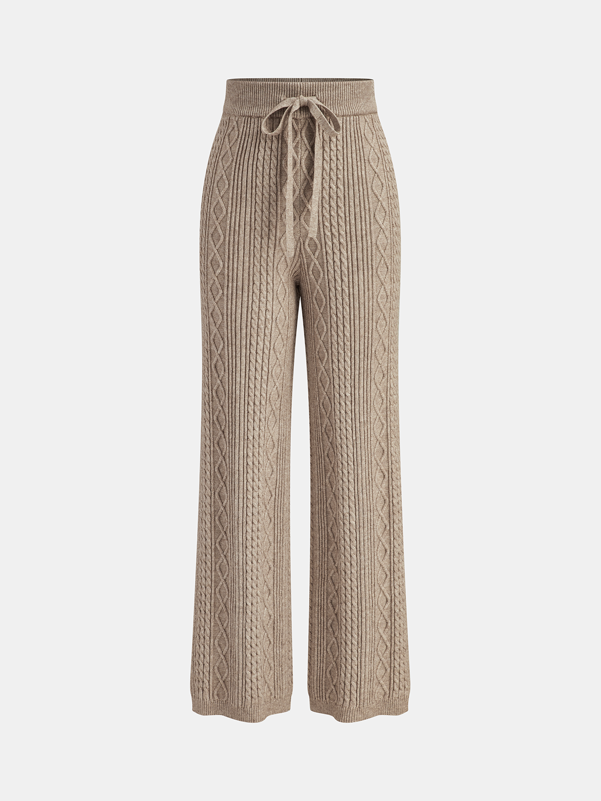 Pantalon en tricot torsadé à cordon de serrage taille mi-haute