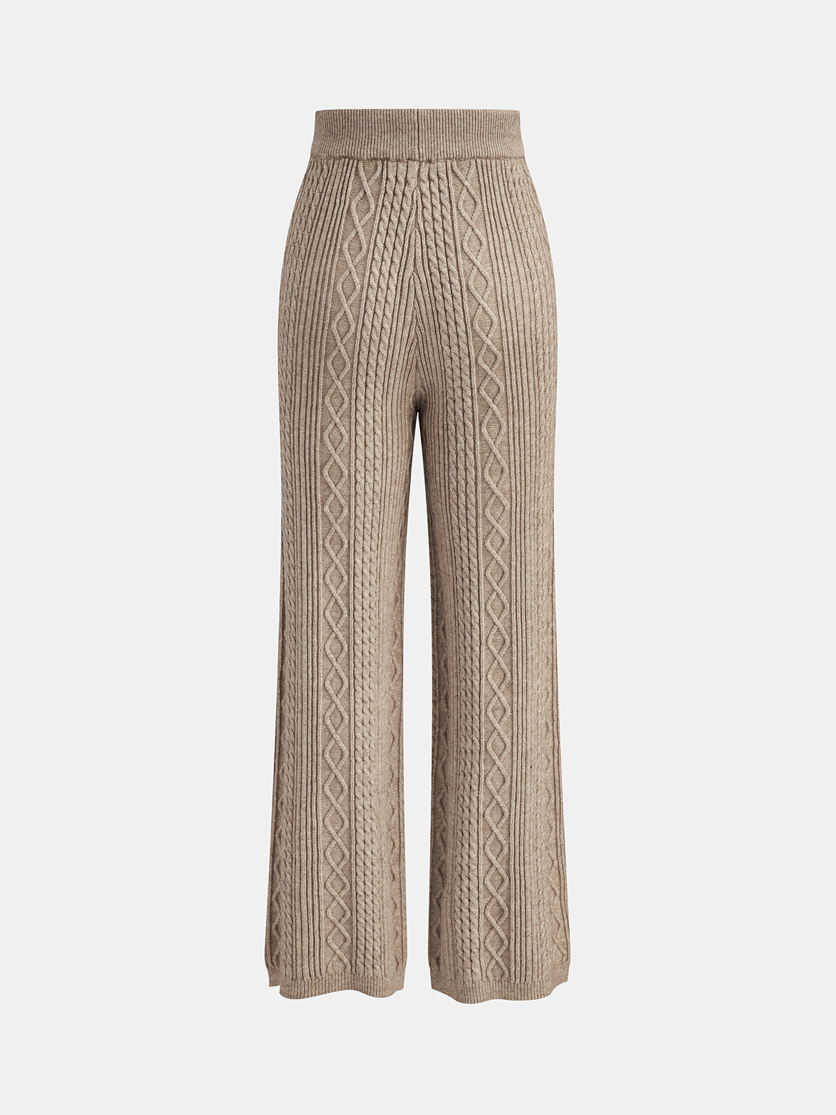 Mid-Waist Drawstring Cable Knit Pants