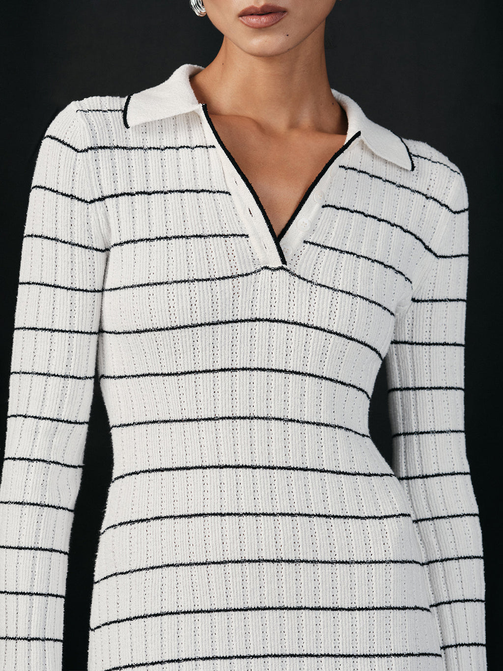 Midi-Kleid aus Stretchstrick mit Matrosenstreifen