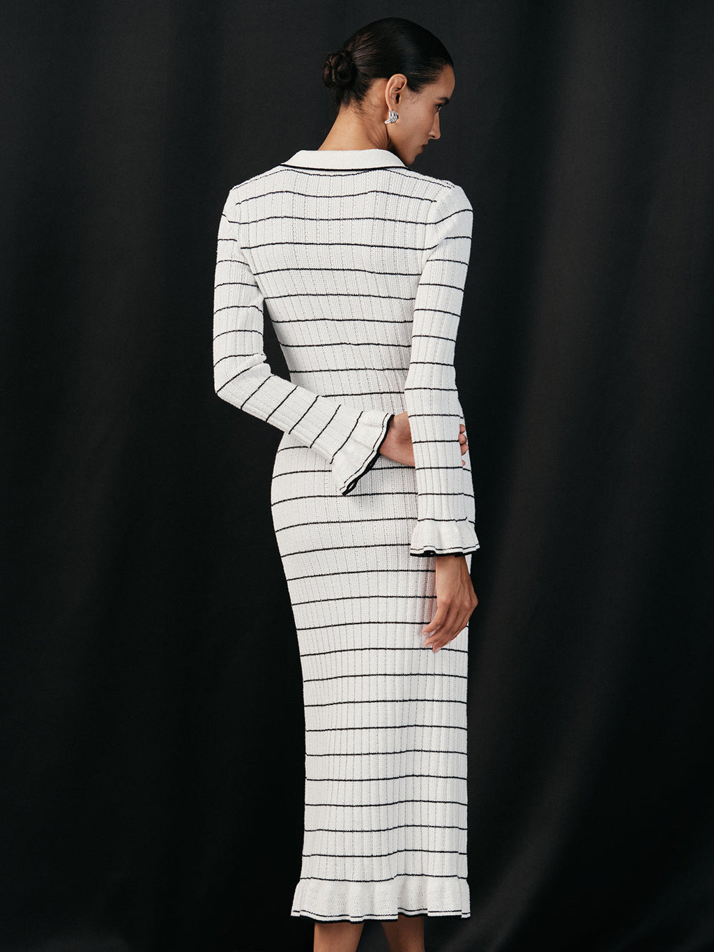 Midi-Kleid aus Stretchstrick mit Matrosenstreifen