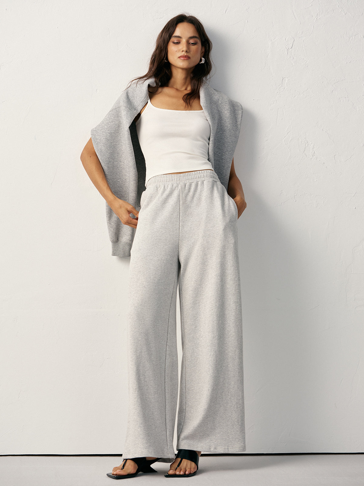 Pantalon de survêtement droit en mélange de coton