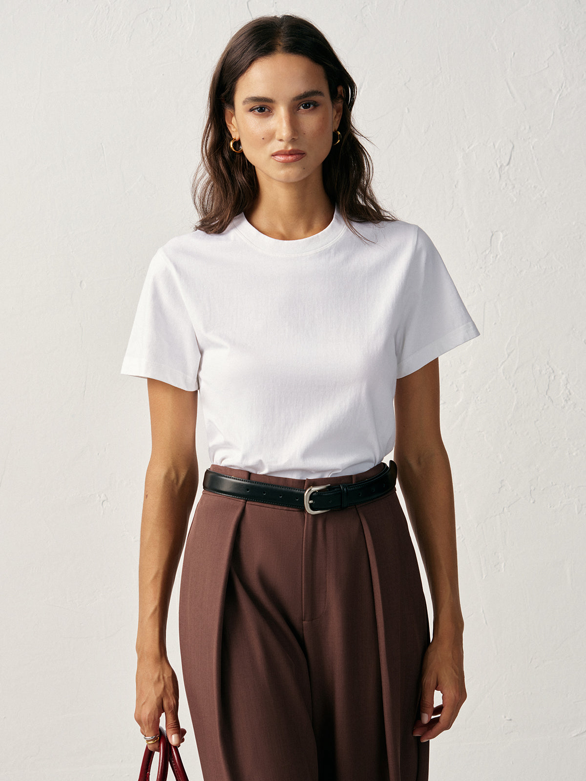 T-shirt à col rond en coton déperlant 