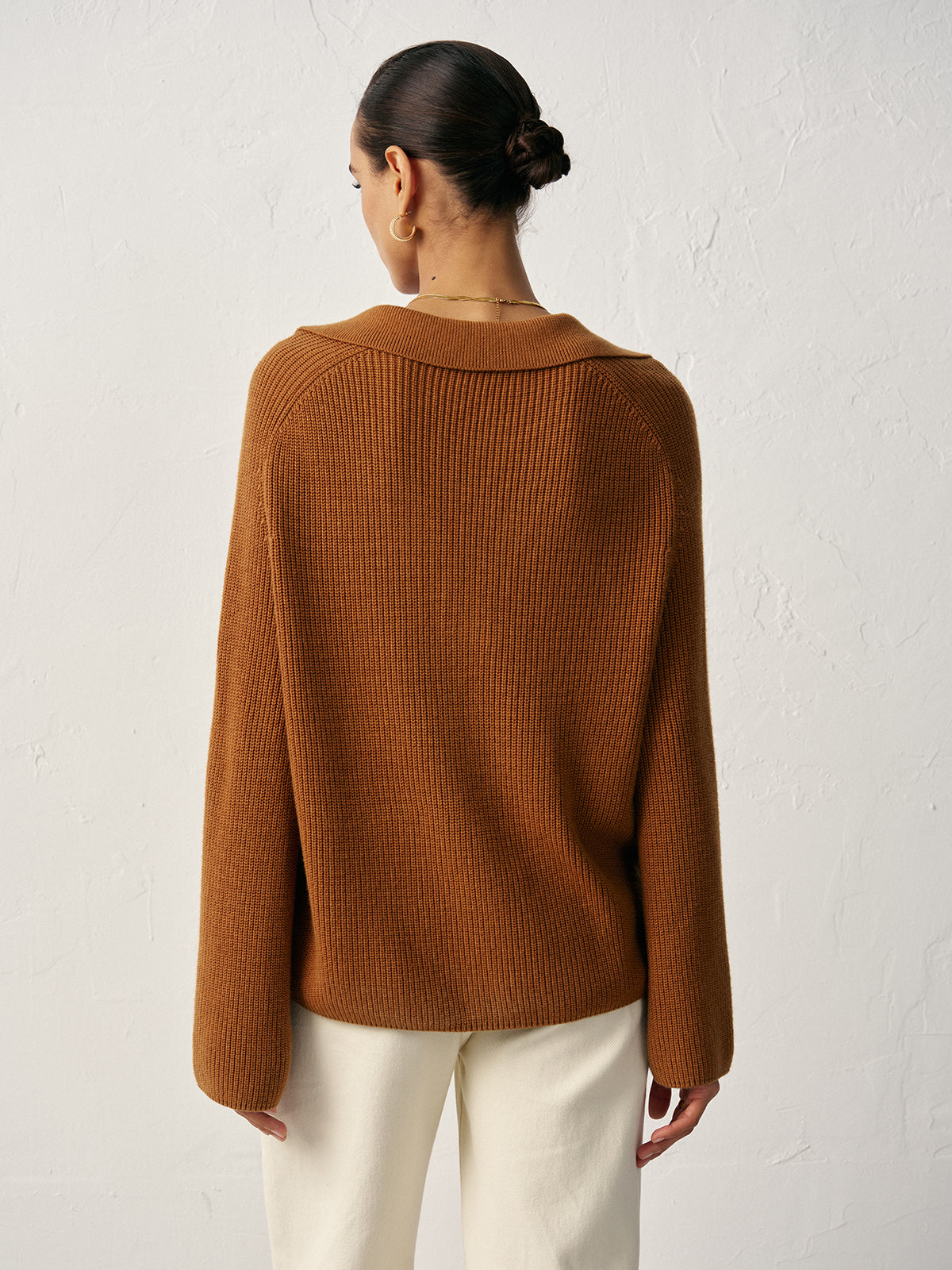 Pullover mit Polokragen und V-Ausschnitt aus Wollmischung