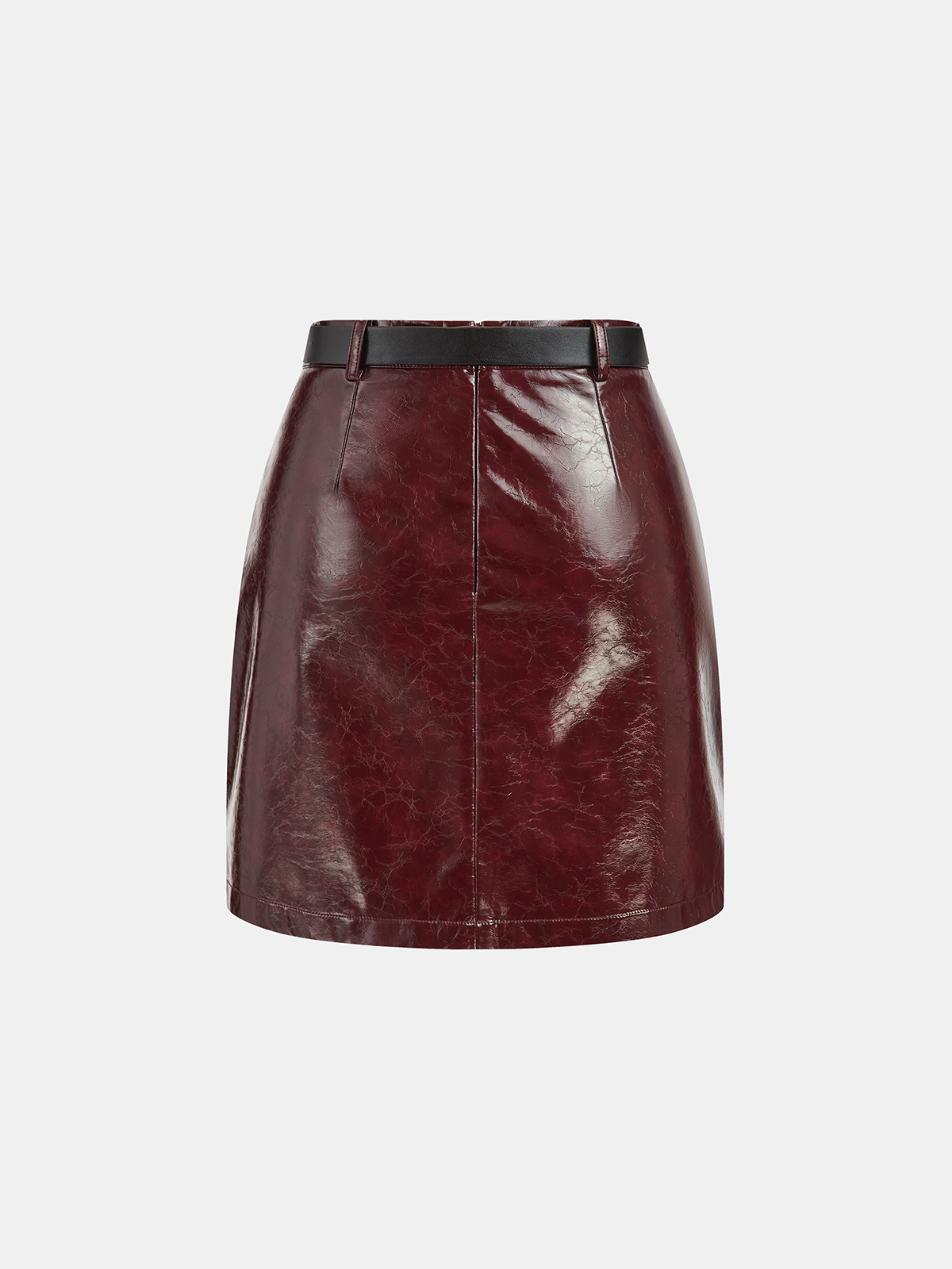PU Leather Belted Mini Skirt