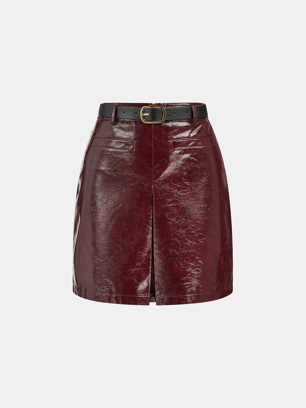 Mini-jupe en similicuir avec ceinture