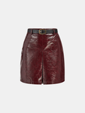 Mini-jupe en similicuir avec ceinture