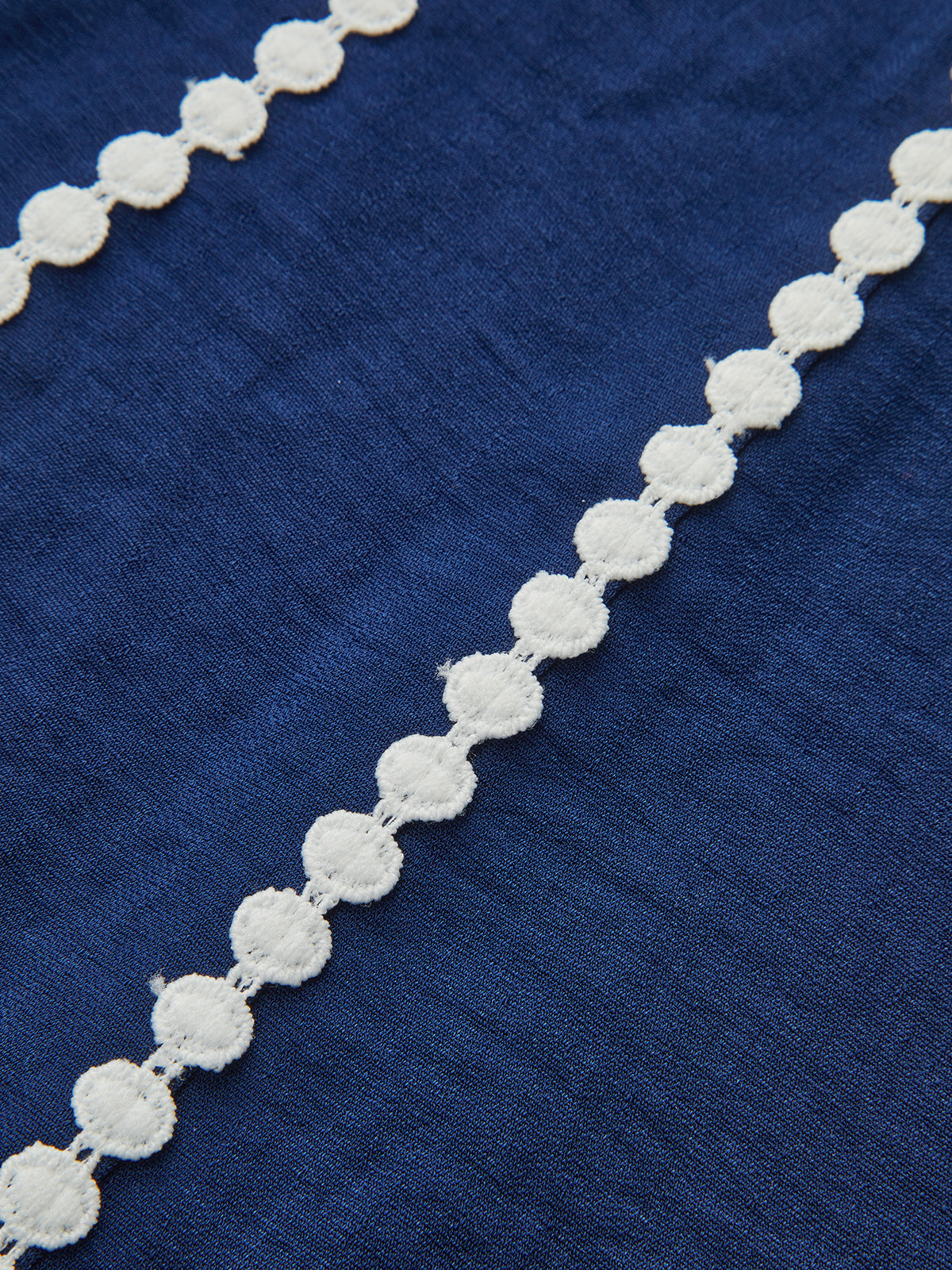 Contrast Lace-Trimmed Belted Shirt Dress