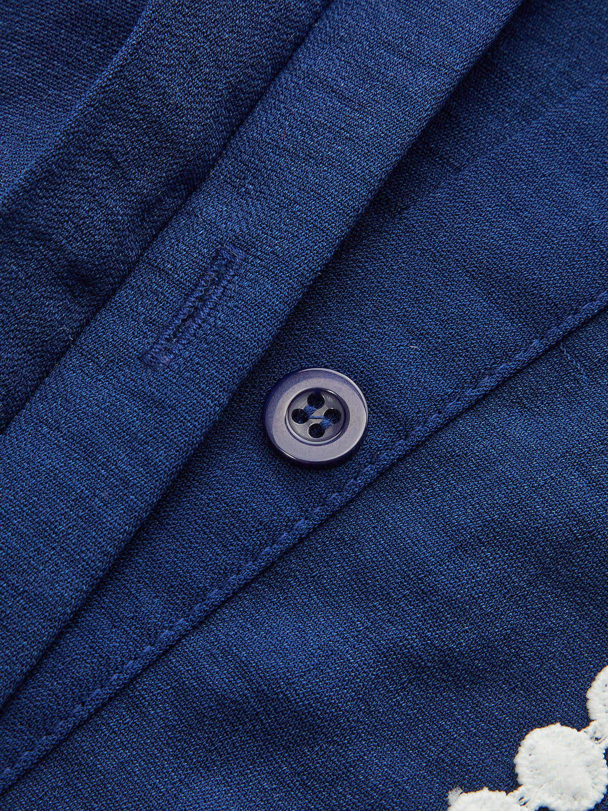 Contrast Lace-Trimmed Belted Shirt Dress